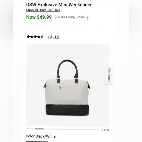 NWT DSW Exclusive Mini Weekender in Black & White - Picture 8 of 16